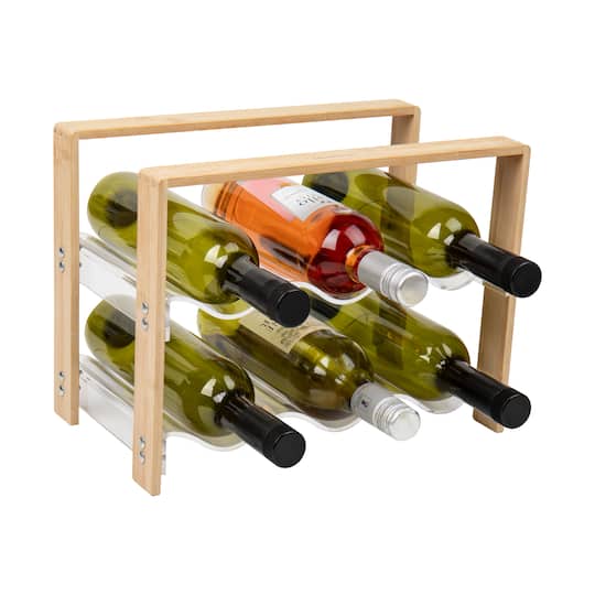 Mind Reader Modern Collection Bamboo &#x26; Acrylic 6 Bottle Wine Rack